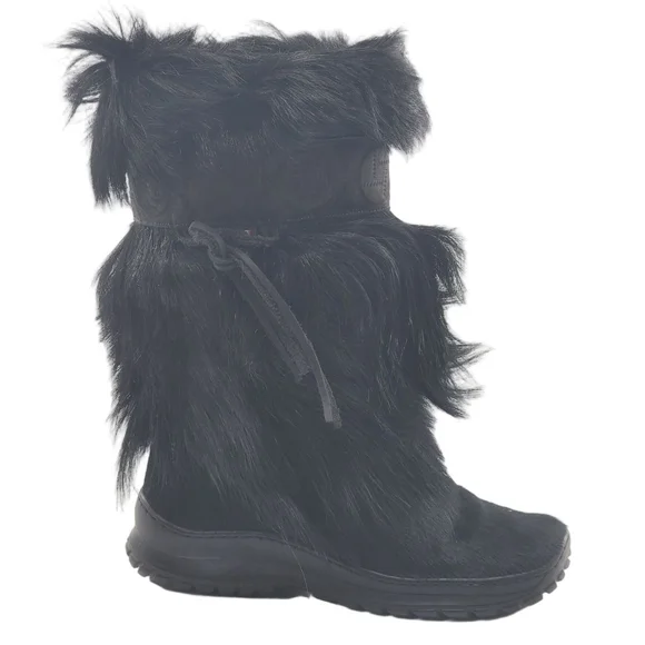PAJAR Canada Goat Hair Scarlet Shealing Fur Winter & Rain Boots Black Size 10 - Picture 1 of 9